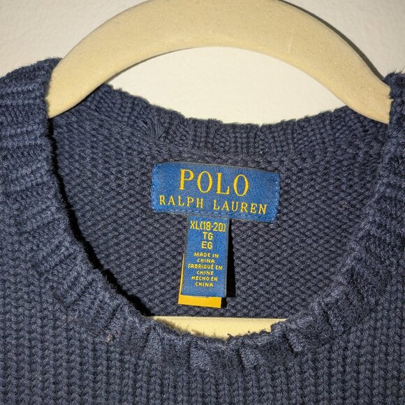 Polo Ralph Lauren Navy Blue American Crew Neck Flag Sweater (Read description) - Picture 2 of 5